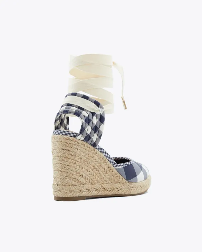 Draper James Shoes Women Olivia Espadrille Wedges In Navy Gingham