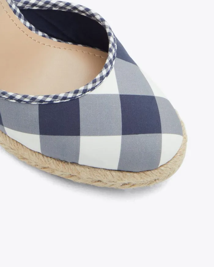 Draper James Shoes Women Olivia Espadrille Wedges In Navy Gingham