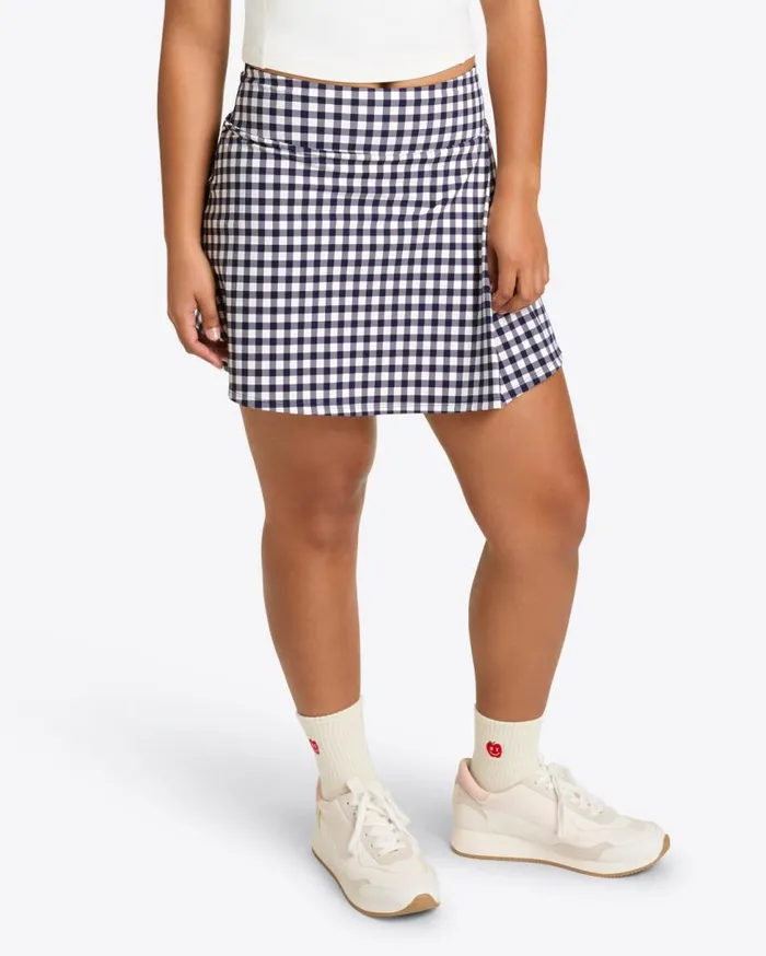 Draper James Sport Women Side Slit Skort In Navy Gingham