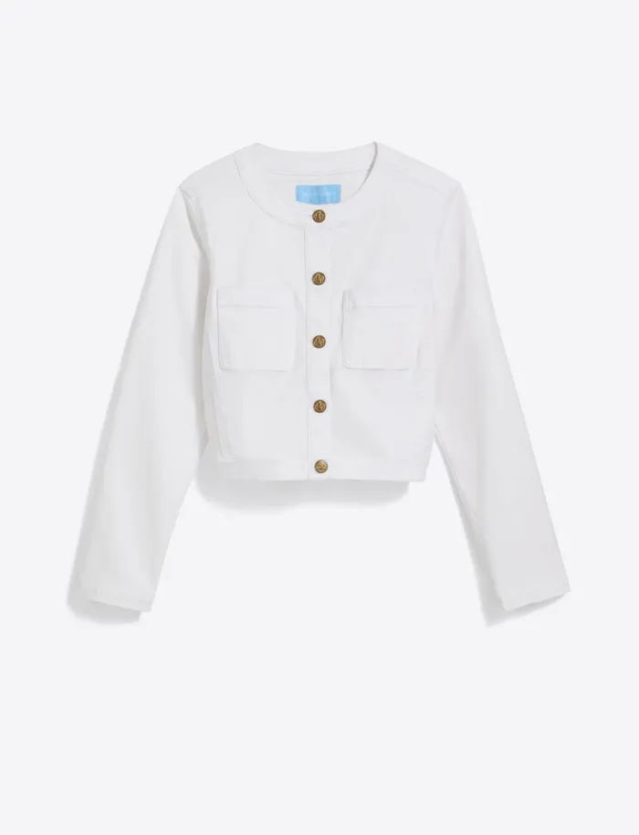 Draper James Tops Women Collarless Jacket In White Denim