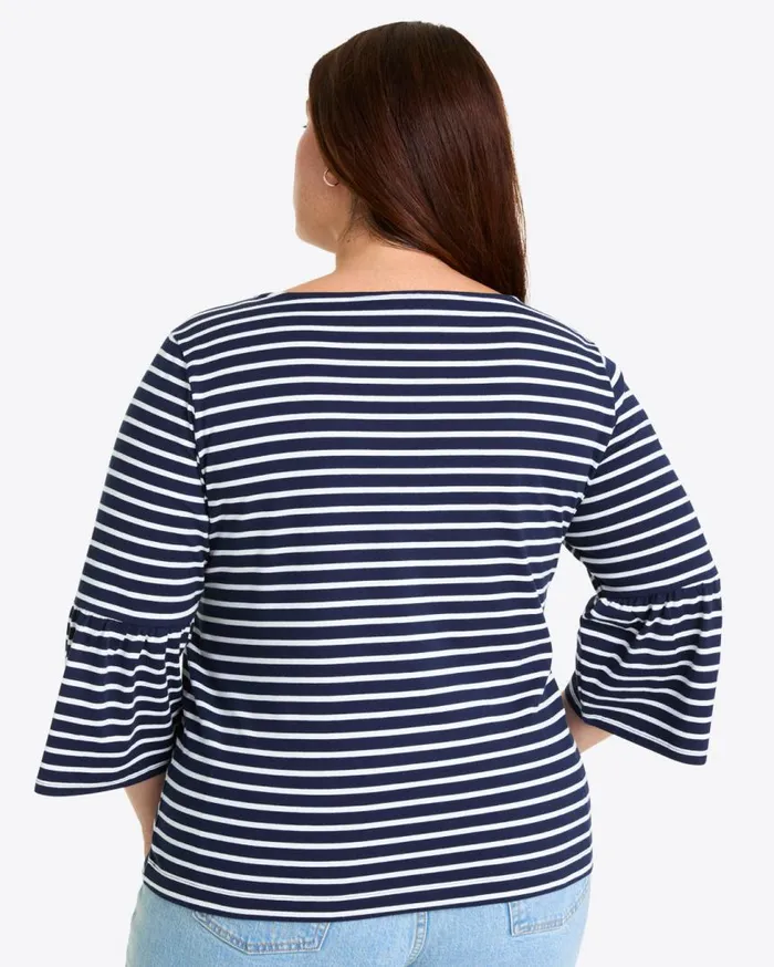 Draper James Tops Women Corey Bell Sleeve Top In Navy Mariner Stripe