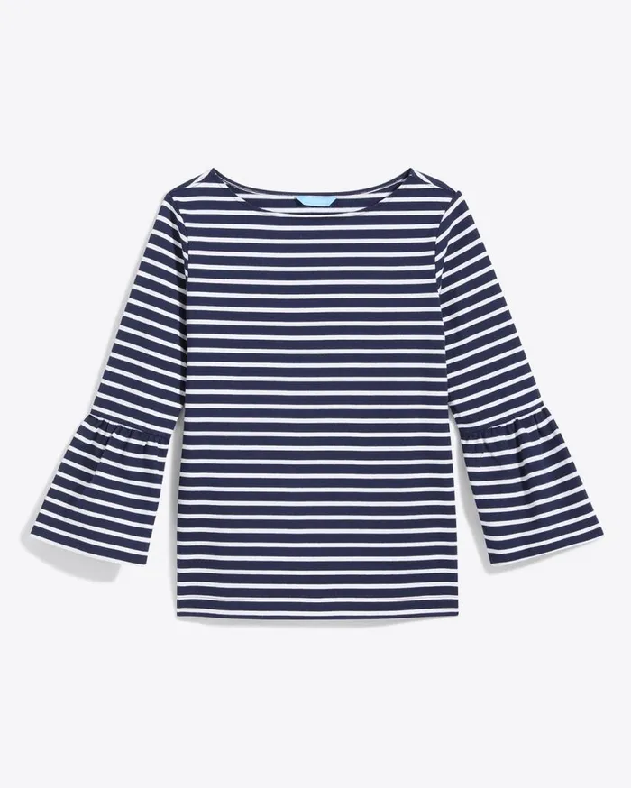 Draper James Tops Women Corey Bell Sleeve Top In Navy Mariner Stripe