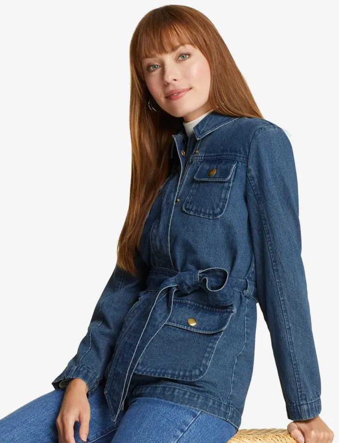 Draper James Tops Women Field Jacket In Dark Wash Denim