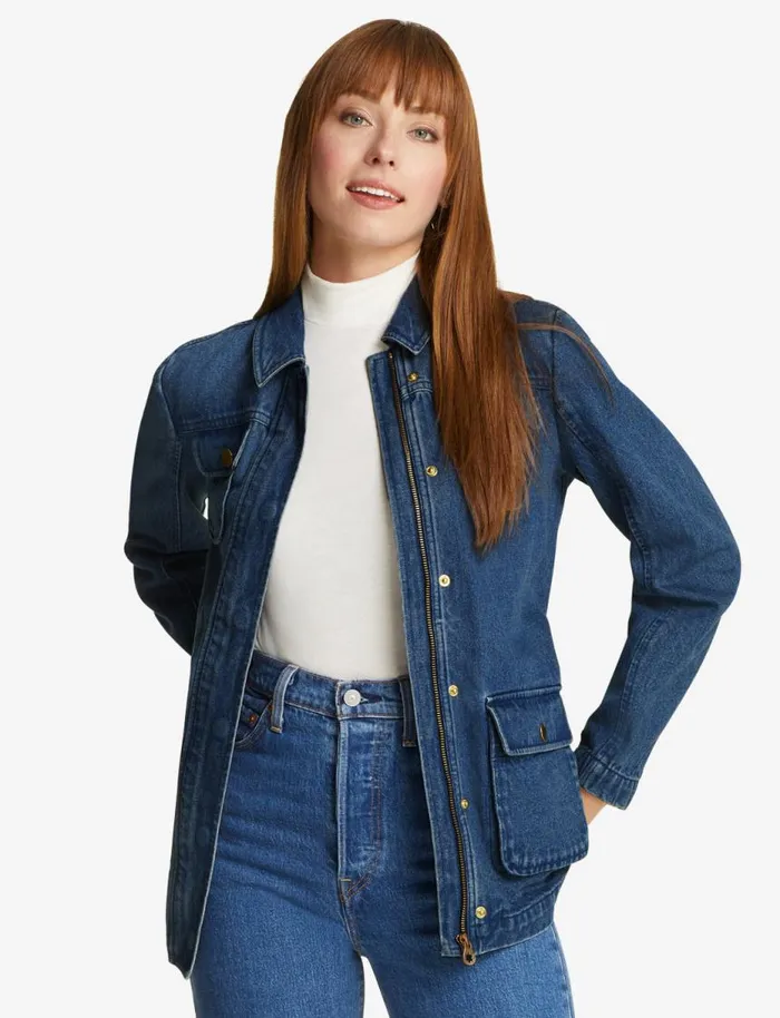 Draper James Tops Women Field Jacket In Dark Wash Denim