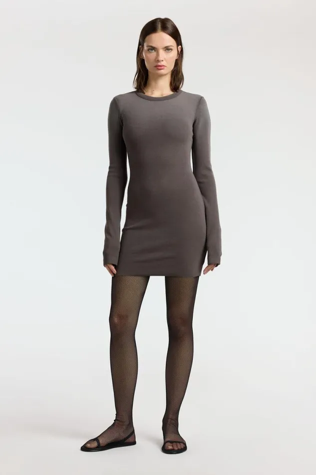 Dresses Skirts Women COTTON CITIZEN Verona Crewneck Mini Dress Stone Cast Dresses Skirts Women COTTON CITIZEN Verona Crewneck Mini Dress Stone Cast