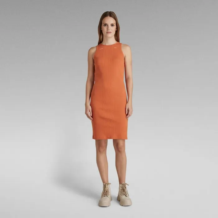 Dresses Women GStar RAW Engineered Rib Tank Dress Burned Orange