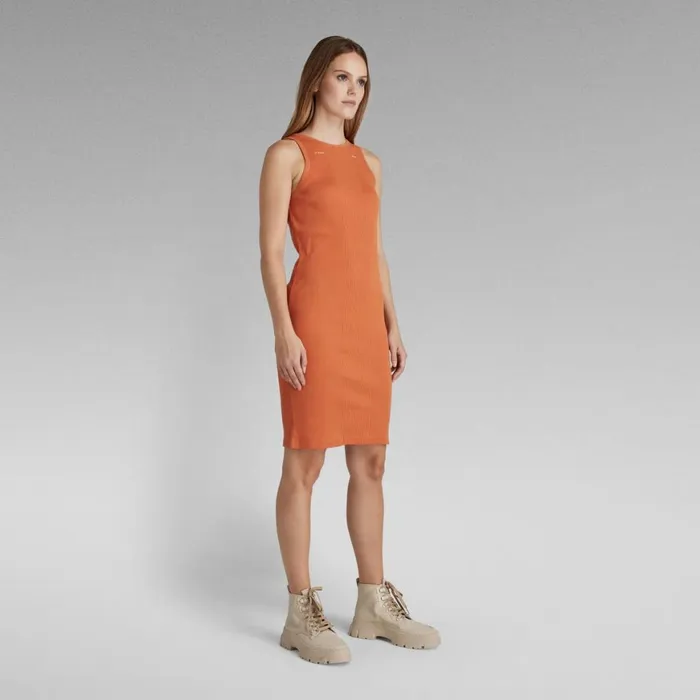 Dresses Women GStar RAW Engineered Rib Tank Dress Burned Orange