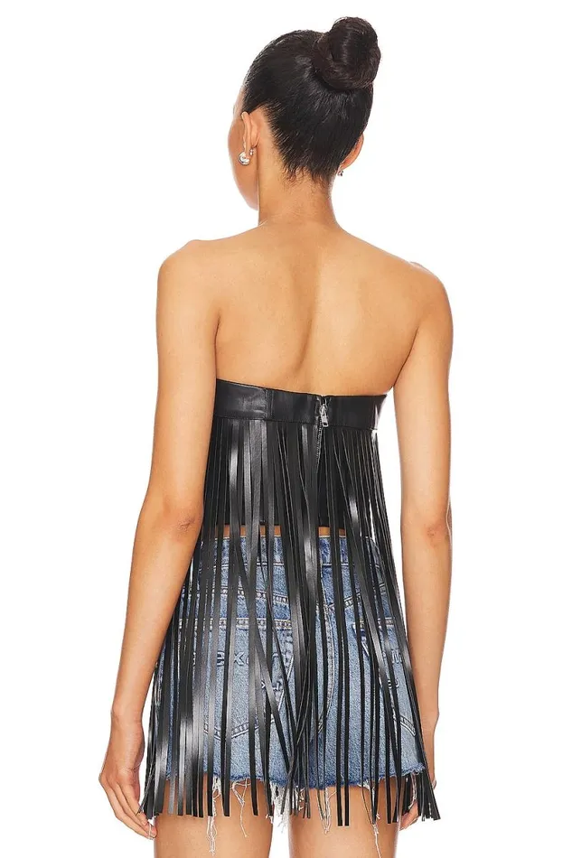 Dutton Faux Leather Top Black Women Lovers and Friends Tops