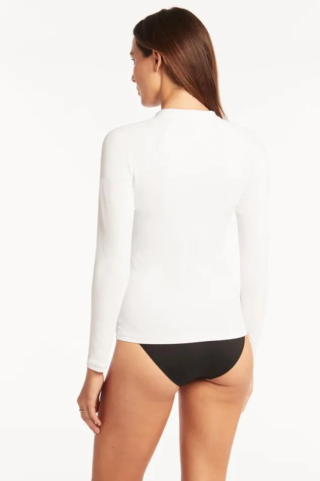 Eco Essentials Long Sleeve Rash Vest Eco Essentials White Women Sea Level Surf Suits and Rash Vests