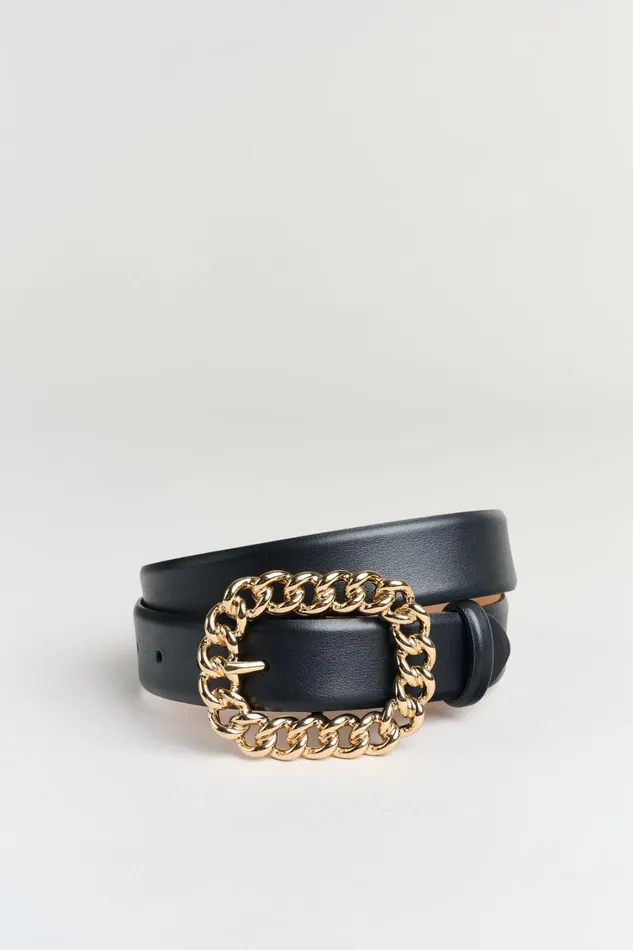 Elie Tahari Belts Chain Buckle Belt Blackgold 8211 Women