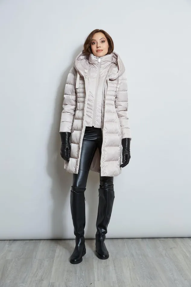 Elie Tahari Coats Tahari Double Layer Long Puffer Coat Pale Oak 8211 Women