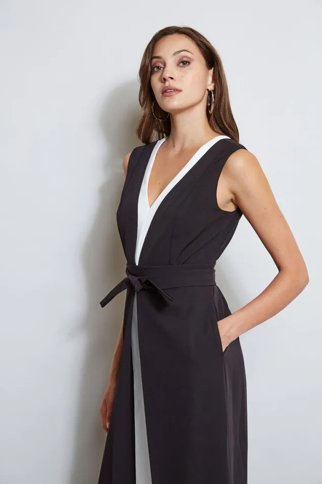 Elie Tahari Dresses and Jumpsuits Color Blocked Jumpsuit Noirsky White 8211 Women