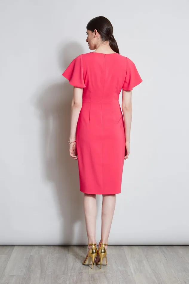 Elie Tahari Dresses and Jumpsuits Mock Wrap Flutter Sleeve Dress Wild Strawberry 8211 Women