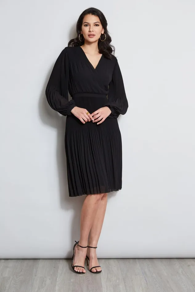 Elie Tahari Dresses and Jumpsuits Mock Wrap Pleated Dress Noir 8211 Women
