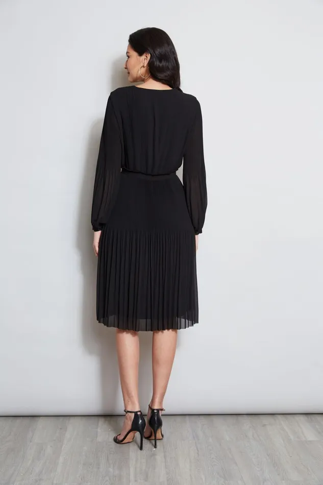 Elie Tahari Dresses and Jumpsuits Mock Wrap Pleated Dress Noir 8211 Women