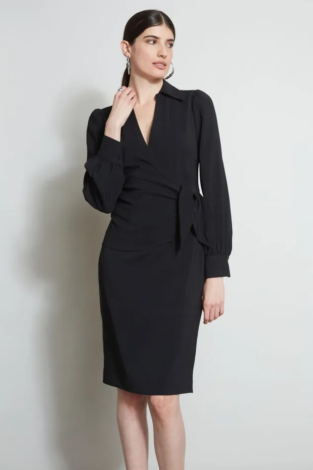 Elie Tahari Dresses and Jumpsuits Mock Wrap Tie Dress Black 8211 Women