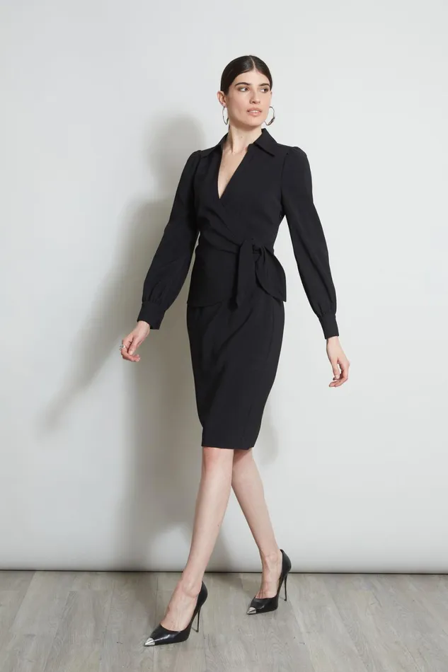 Elie Tahari Dresses and Jumpsuits Mock Wrap Tie Dress Black 8211 Women