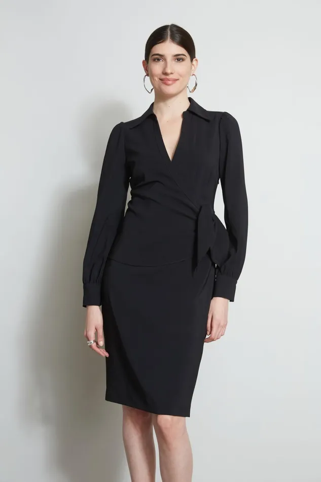 Elie Tahari Dresses and Jumpsuits Mock Wrap Tie Dress Black 8211 Women