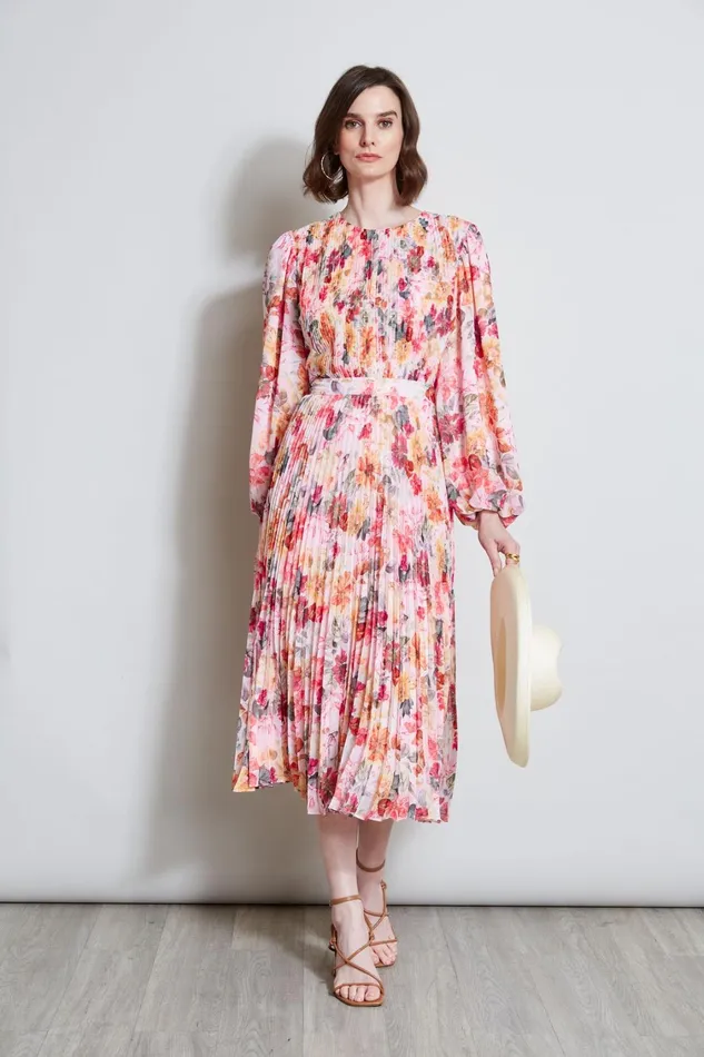 Elie Tahari Dresses and Jumpsuits Pleated Floral Midi Dress Wonderland Print 8211 Women Elie Tahari Dresses and Jumpsuits Pleated Floral Midi Dress Wonderland Print 8211 Women