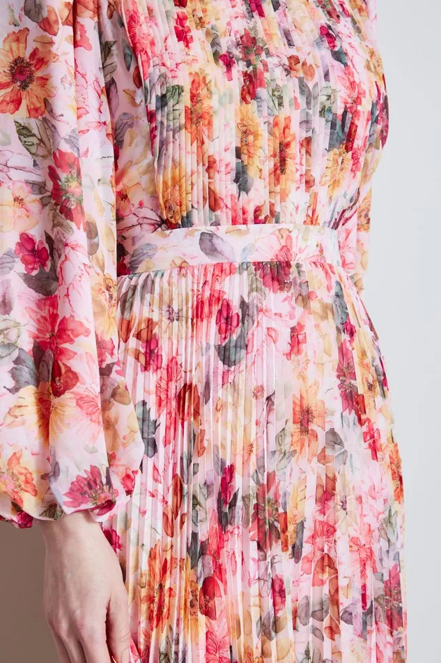 Elie Tahari Dresses and Jumpsuits Pleated Floral Midi Dress Wonderland Print 8211 Women