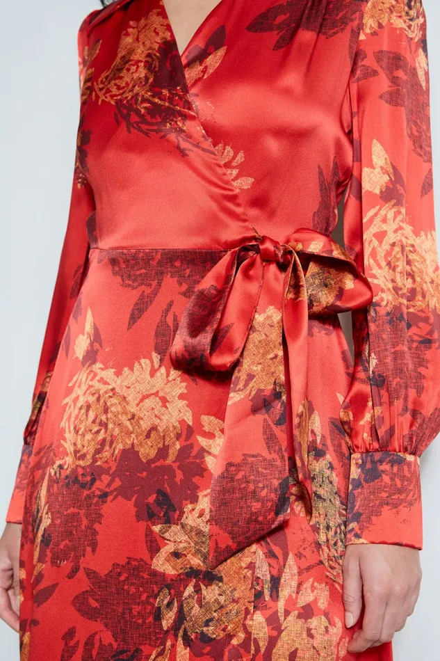 Elie Tahari Dresses and Jumpsuits Silk Etched Floral Wrap Dress Multi 8211 Women