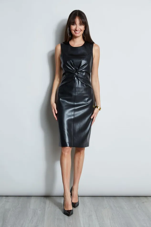 Elie Tahari Dresses and Jumpsuits Vegan Leather Twist Dress Noir 8211 Women