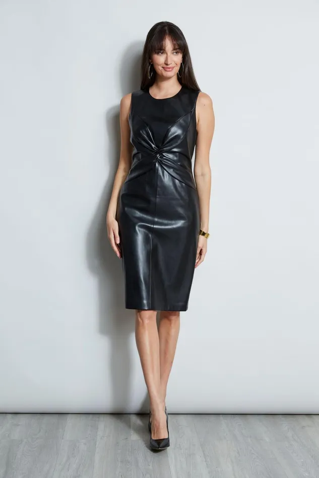 Elie Tahari Dresses and Jumpsuits Vegan Leather Twist Dress Noir 8211 Women