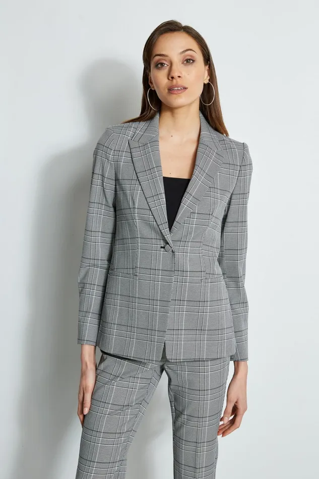 Elie Tahari Jackets and Blazers Plaid Single Button Blazer Madelyn Plaid 8211 Women Elie Tahari Jackets and Blazers Plaid Single Button Blazer Madelyn Plaid 8211 Women