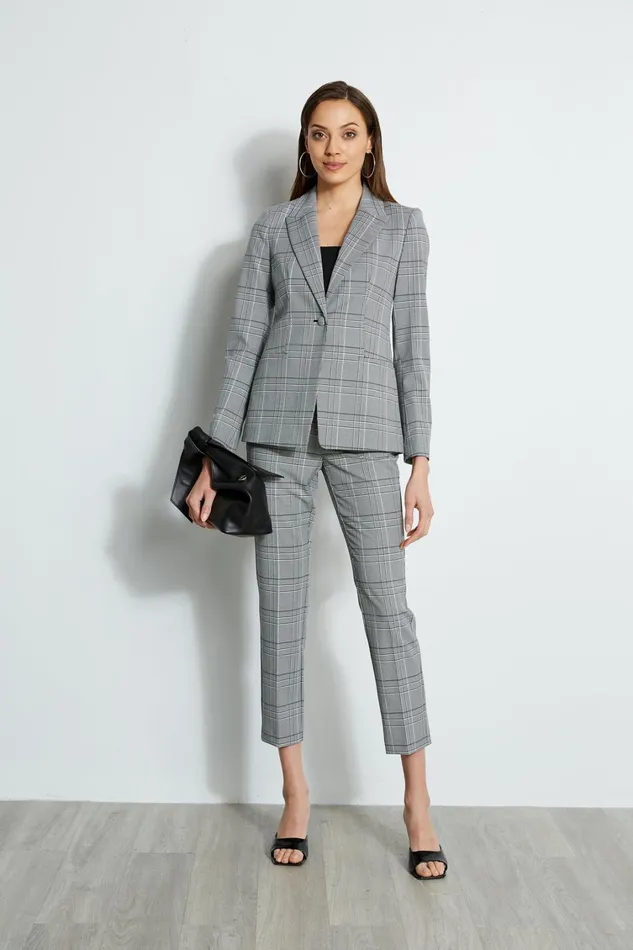 Elie Tahari Jackets and Blazers Plaid Single Button Blazer Madelyn Plaid 8211 Women