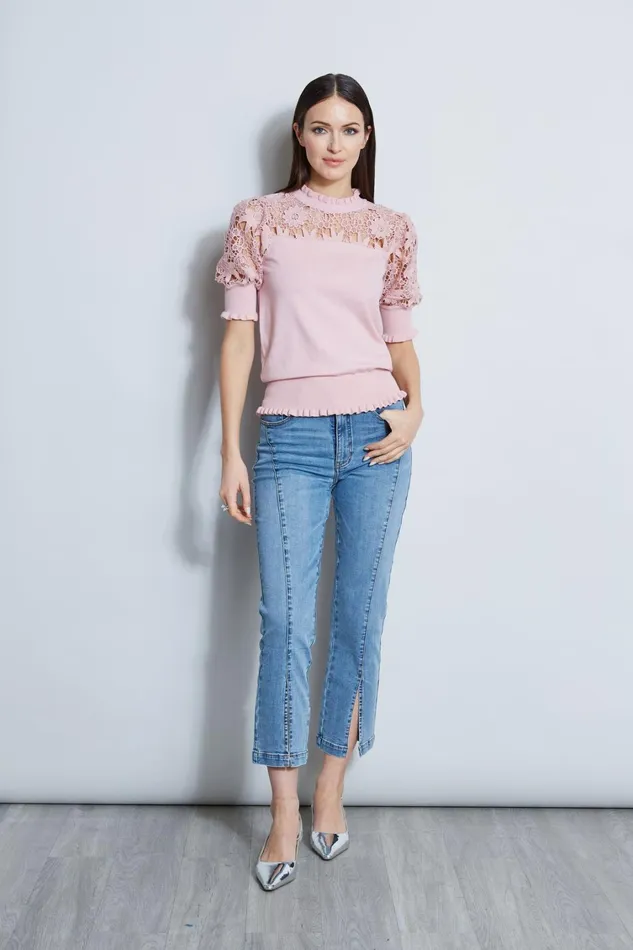 Elie Tahari Knits and Sweaters Crochet Inset Sweater Muse 8211 Women