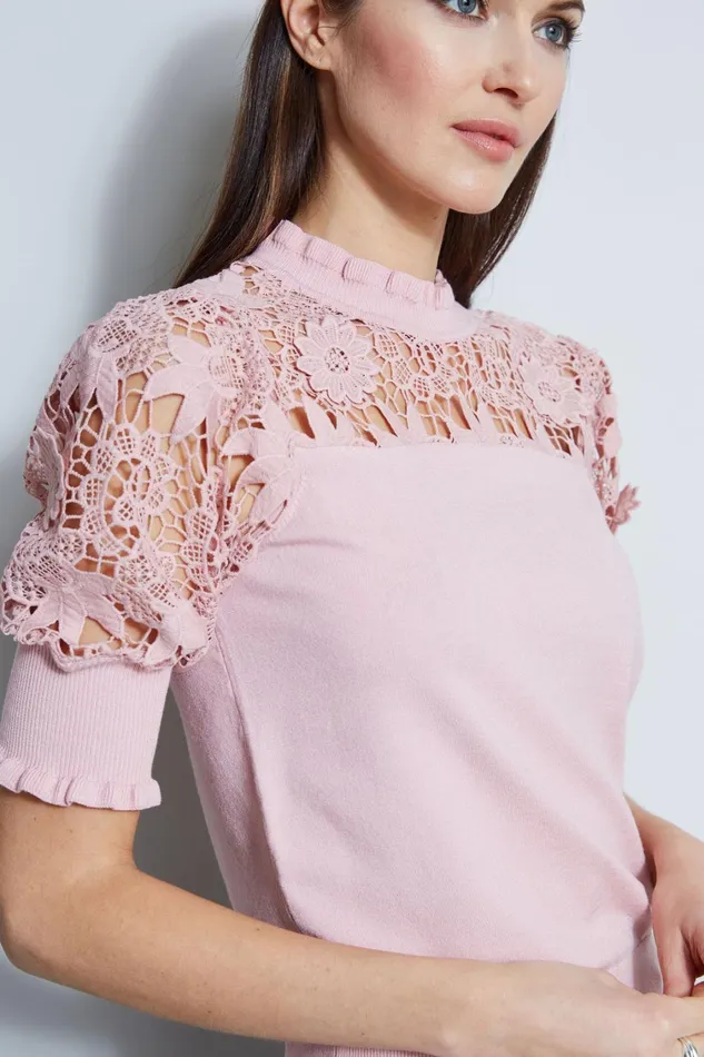 Elie Tahari Knits and Sweaters Crochet Inset Sweater Muse 8211 Women