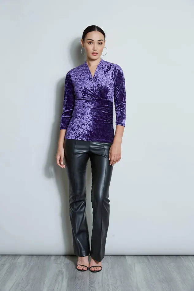 Elie Tahari Knits and Sweaters Crushed Velvet Ruched Knit Winter Plum 8211 Women