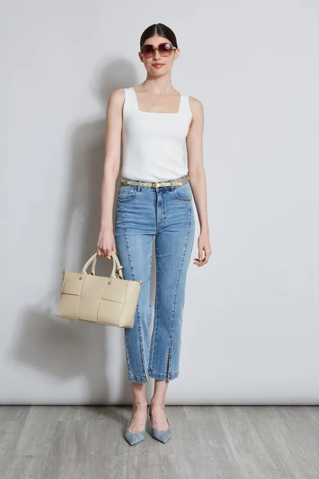 Elie Tahari Knits and Sweaters Rib Detail Sweater Tank Foam 8211 Women