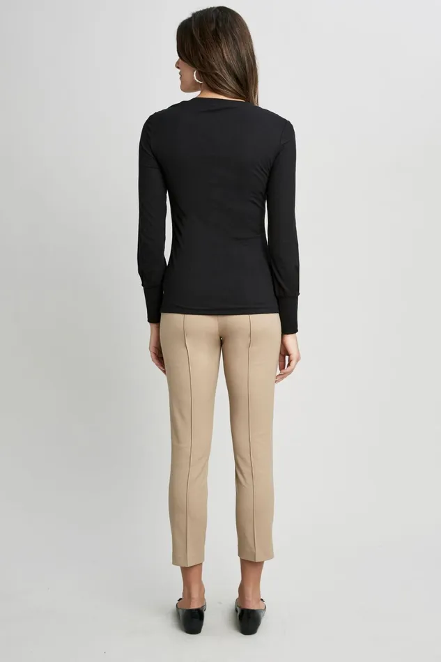 Elie Tahari Knits and Sweaters Straight Neck Ribbed Knit Noir 8211 Women