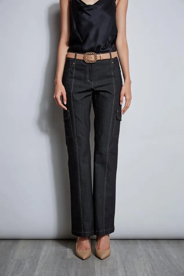 Elie Tahari Pants Denim Cargo Pant Black 8211 Women