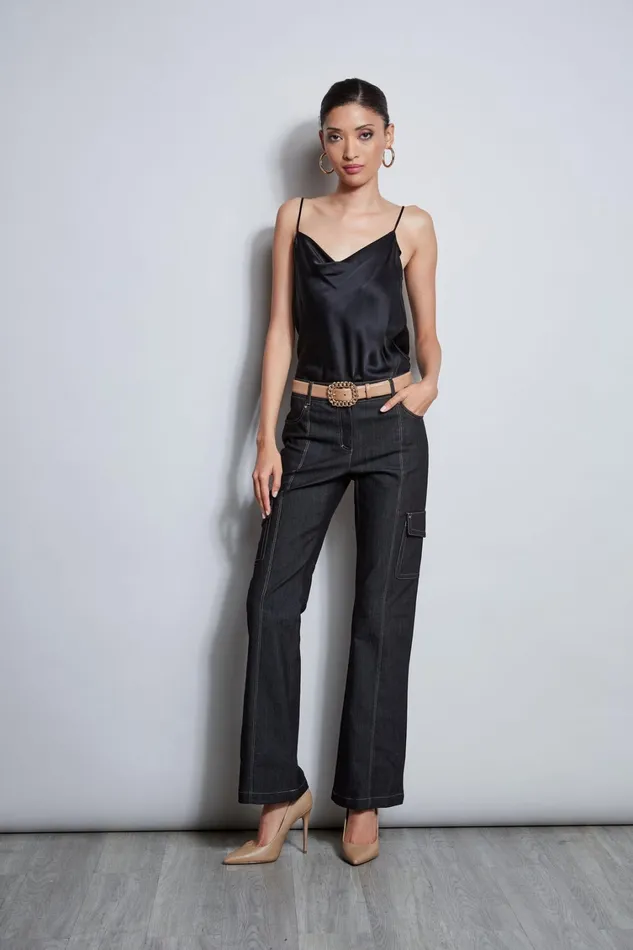 Elie Tahari Pants Denim Cargo Pant Black 8211 Women