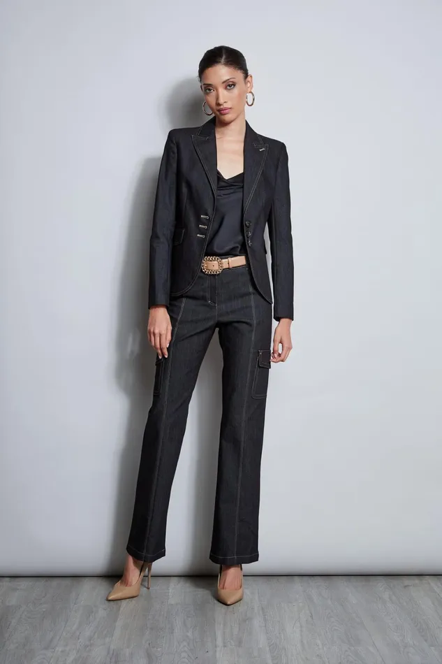 Elie Tahari Pants Denim Cargo Pant Black 8211 Women