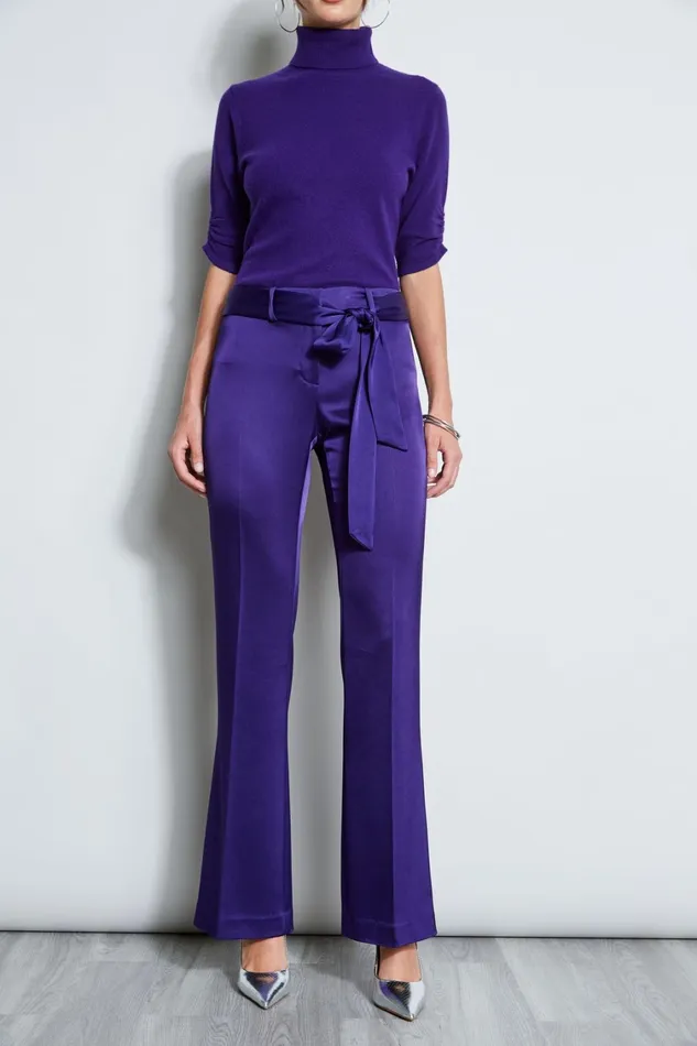 Elie Tahari Pants Satin Fit and Flare Pant Winter Plum 8211 Women