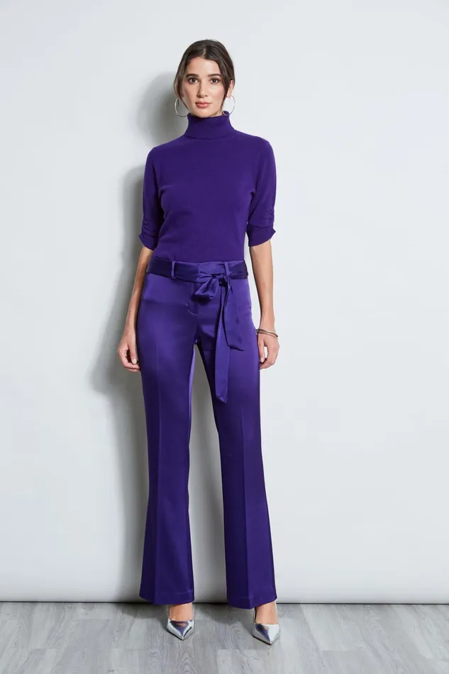 Elie Tahari Pants Satin Fit and Flare Pant Winter Plum 8211 Women