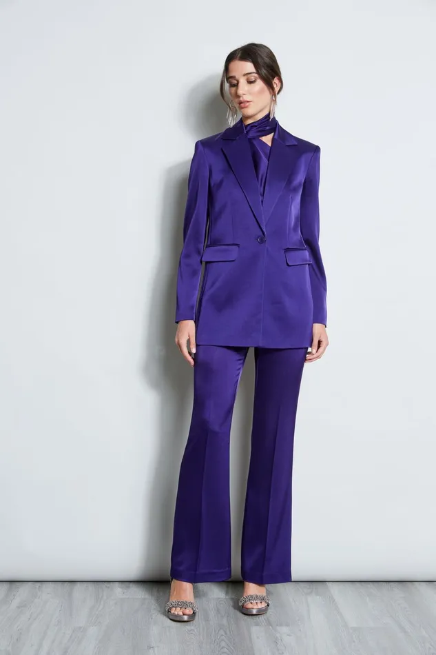 Elie Tahari Pants Satin Fit and Flare Pant Winter Plum 8211 Women