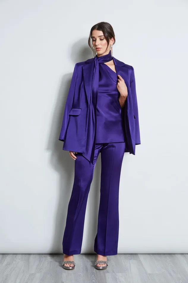 Elie Tahari Pants Satin Fit and Flare Pant Winter Plum 8211 Women