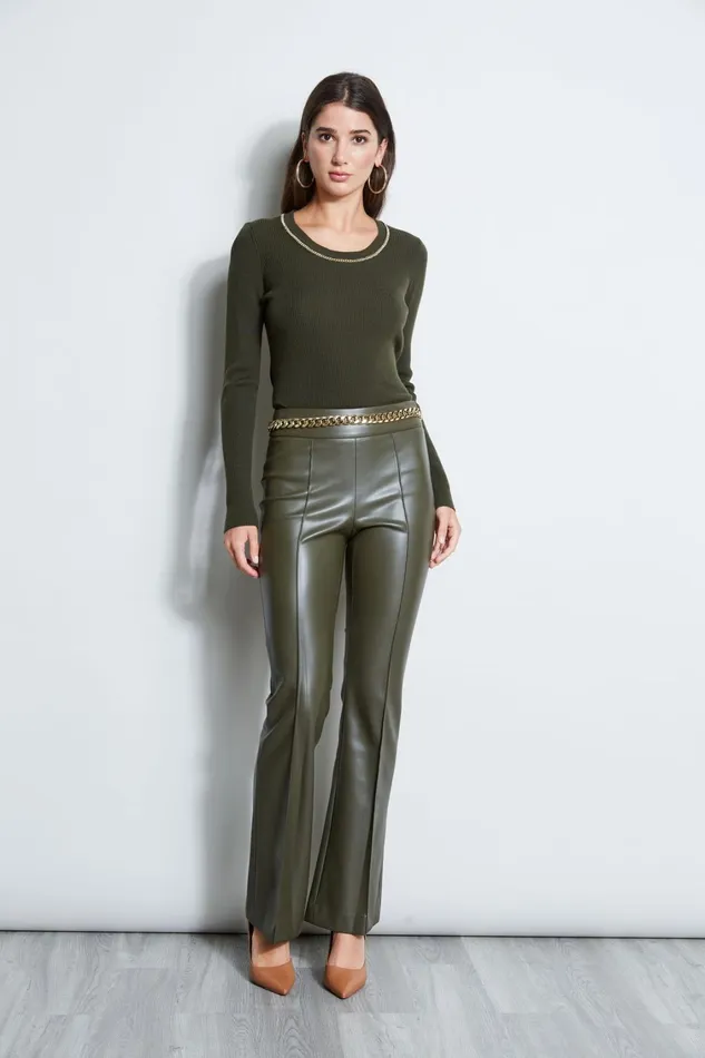 Elie Tahari Pants Vegan Leather Pant Olive 8211 Women