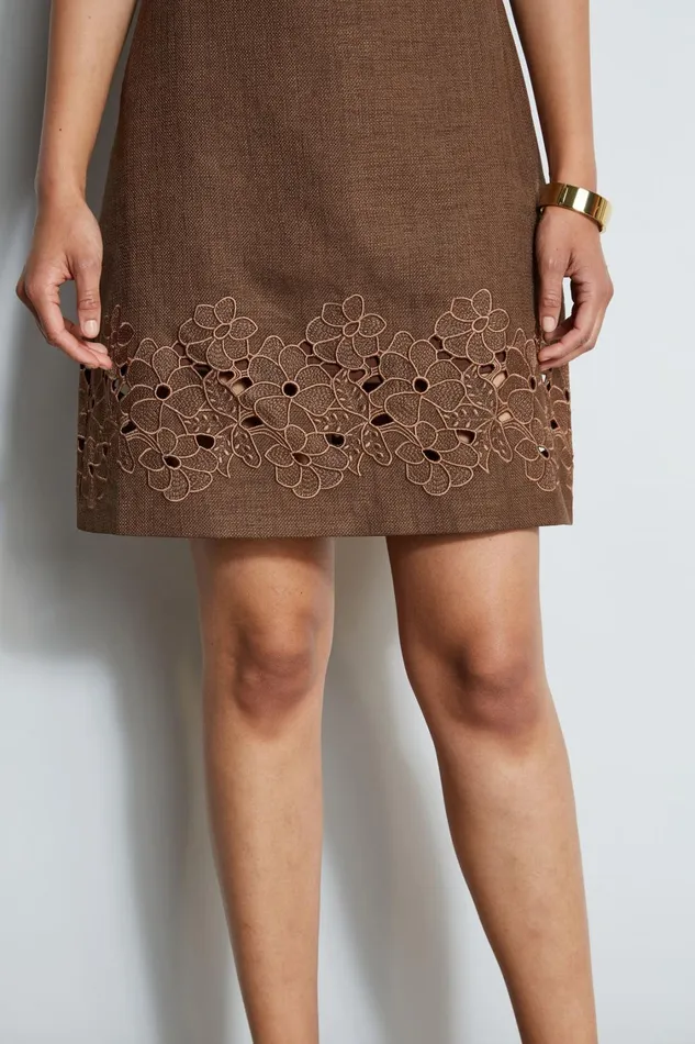 Elie Tahari Short Dresses Short Sleeve Embroidered Hem Dress Sumatra 8211 Women