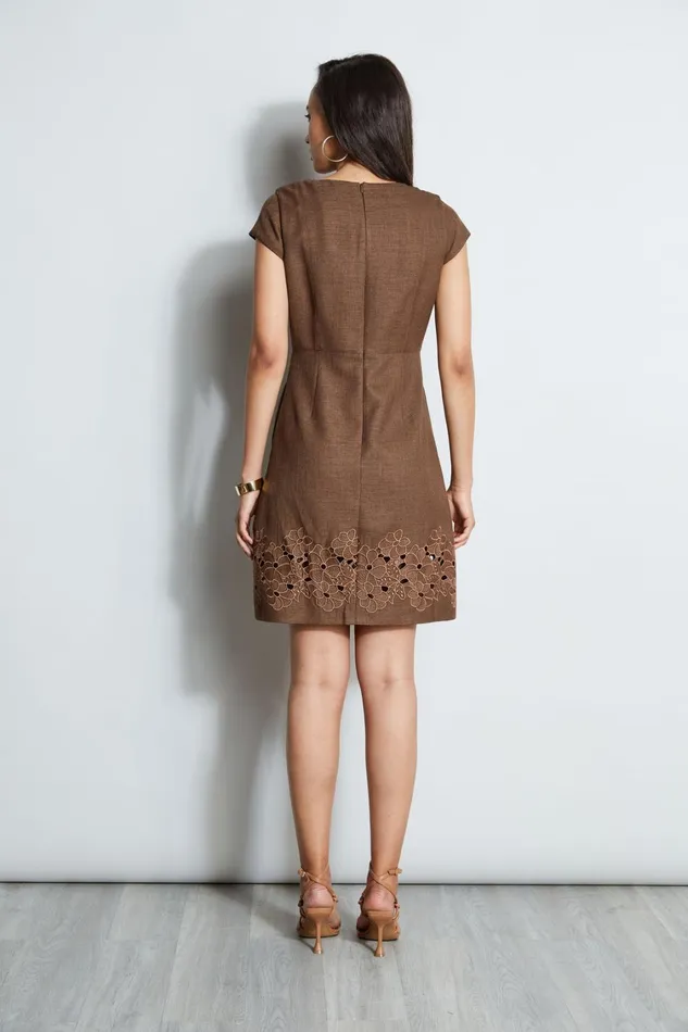 Elie Tahari Short Dresses Short Sleeve Embroidered Hem Dress Sumatra 8211 Women