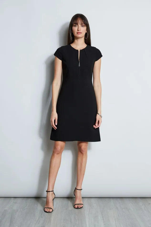 Elie Tahari Short Sleeve Dresses Chain Zip Dart Dress Black 8211 Women