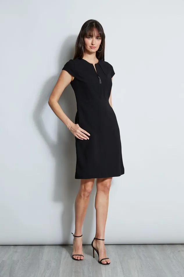 Elie Tahari Short Sleeve Dresses Chain Zip Dart Dress Black 8211 Women