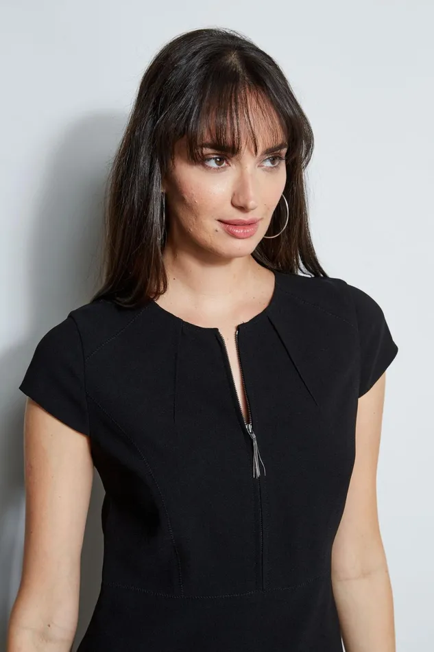 Elie Tahari Short Sleeve Dresses Chain Zip Dart Dress Black 8211 Women