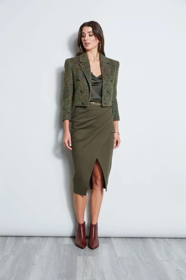 Elie Tahari Skirts Midi Knit Wrap Skirt Olive 8211 Women