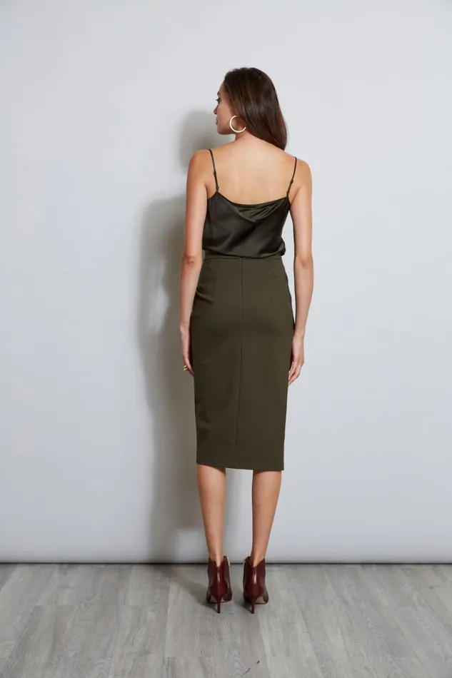 Elie Tahari Skirts Midi Knit Wrap Skirt Olive 8211 Women