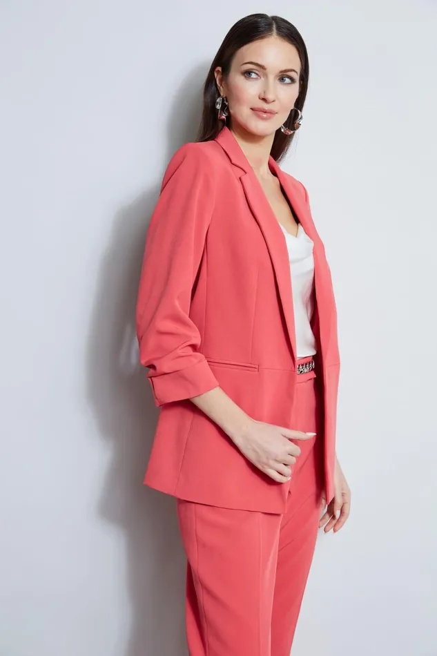Elie Tahari Suiting Ruched Sleeve Blazer Wonder Wheel 8211 Women
